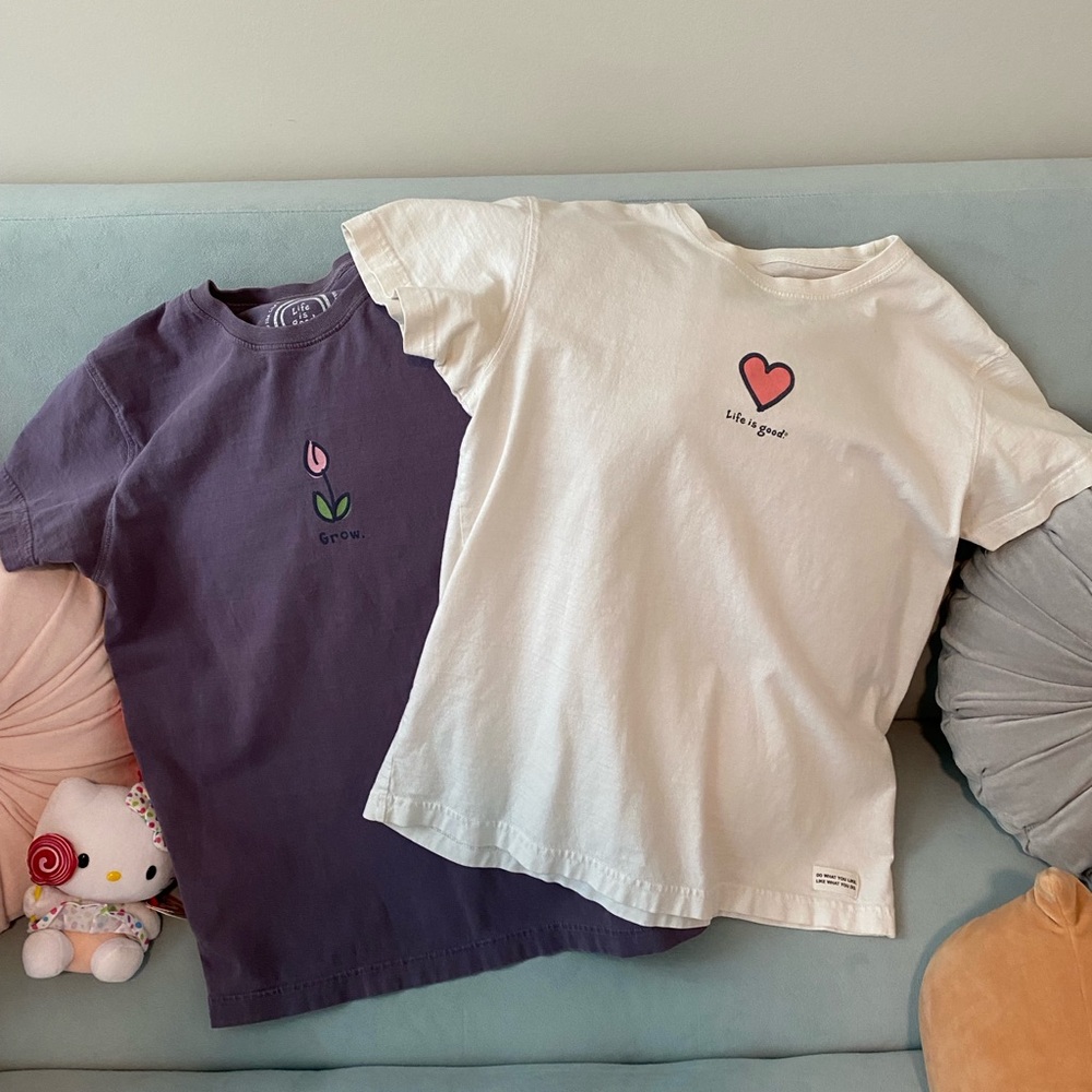 BUNDLE OF 2 LIFE IS GOOD T-SHIRTS: NEVER WORN!!